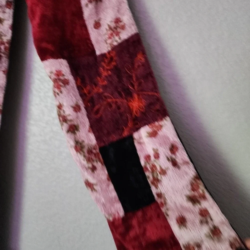 KENNETH COLE‎ VTG patchwork velvet floral scarf boho gothic romantic grunge Y2K